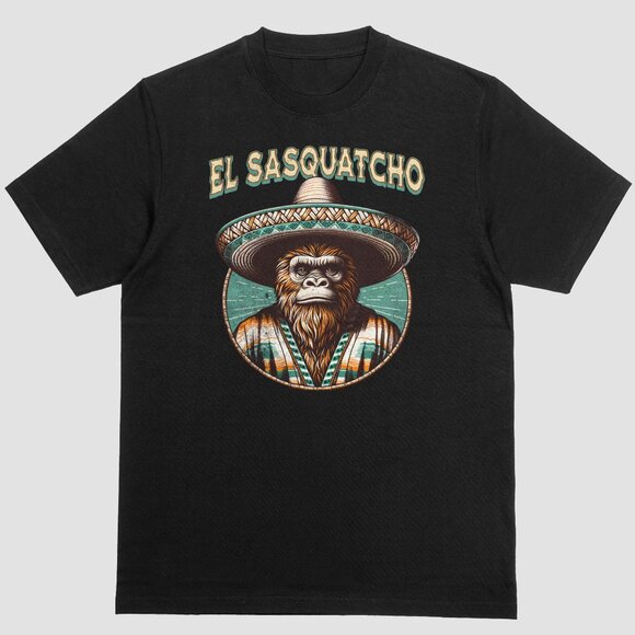 El Sasquatcho Mexican Bigfoot T-shirt Black - Picture 1 of 4